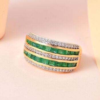 AAA Kagem sambischer Smaragd und Zirkon-Ring - 2,25 ct.