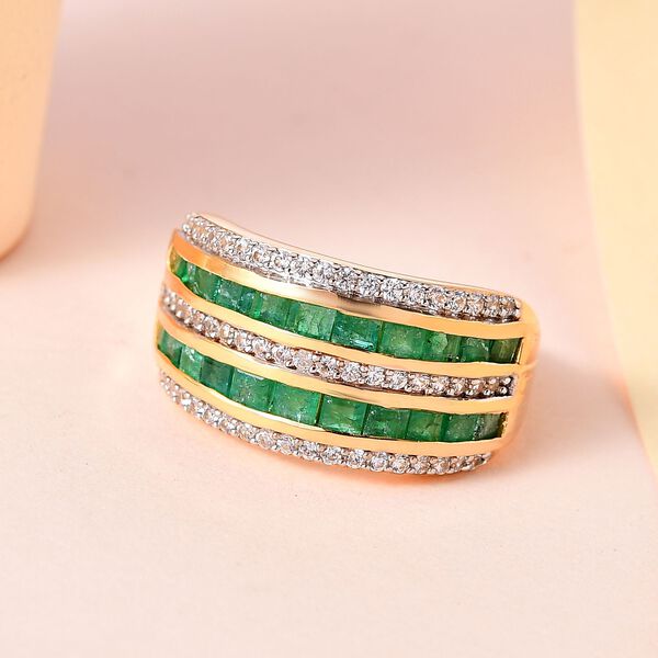 AAA Kagem sambischer Smaragd und Zirkon-Ring - 2,25 ct. image number 2