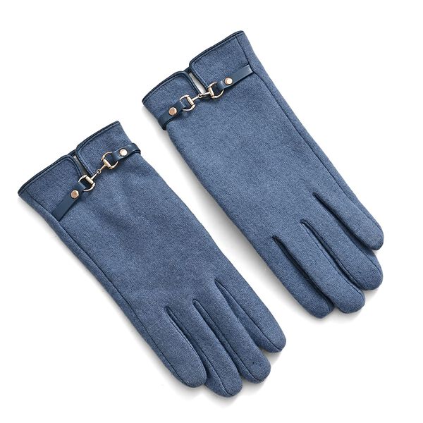 Kaschmir-Handschuhe mit Touchscreen-Funktion, Karomuster, Onesize, Blau