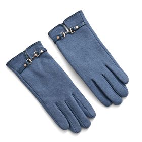 Kaschmir-Handschuhe mit Touchscreen-Funktion, Karomuster, Onesize, Blau