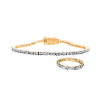 LUXURIANT DIAMOND- Labor Diamant 19cm Armband (VS) und Ring (SI) in 585 Gelbgold