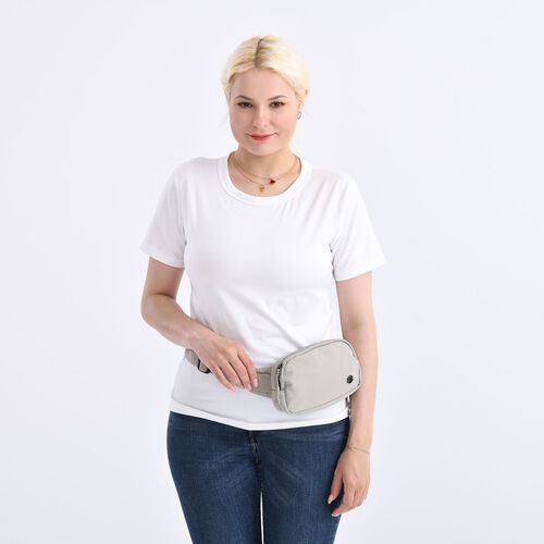 "lifestyle-Color:Light grey size/Profile:Nylon Crossbody Bag wall(exterior):Nylon  Lining(interior):Polyster Pockets(exterior):zipped-1;Pockets(interior): zipped-1. Measurement(inch):19*12*6cm  strap:108cm " image number 1
