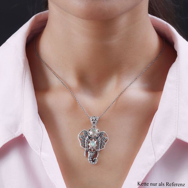 Handgefertigter, nat&uuml;rlicher, &auml;thiopischer Opal Elefant-Anh&auml;nger in Silber image number 2