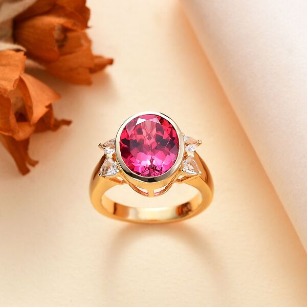 Labor Padparadscha Saphir und weißer Topas-Ring - 7,20 ct. image number 2