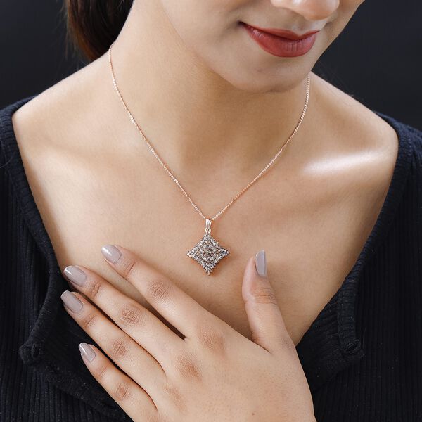 Nat&uuml;rlicher Champagner Diamant Anh&auml;nger mit 50cm Kette - 1 ct. image number 2