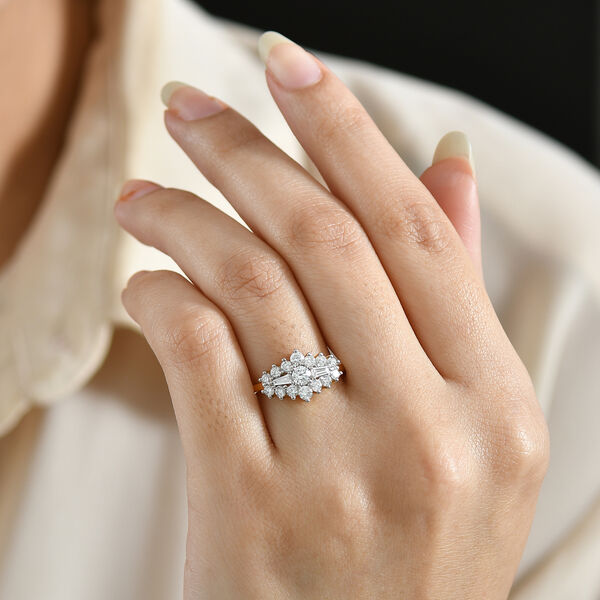 LUXURIANT DIAMANT - Lab Grown Diamant SI-GH Ring 925 Silber 750 Gelbgold Vermeil (Größe 17.00) ca. 1.00 ct image number 3