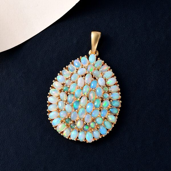 Natürlicher, äthiopischer Welo Opal Anhänger, 925 Silber vergoldet ca. 7.68 ct image number 3