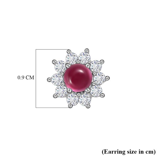Afrikanischer Rubin (Fissure gef&uuml;llt), Wei&szlig;er Zirkon Ohrringe 925 Silber ca. 1.51 ct image number 4