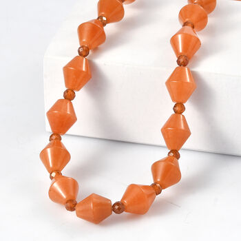 EVER TRUE Rotes Aventurin, Hessonit Granat Halskette ca. 45 cm Nickelfreies Messing ca. 200.00 ct