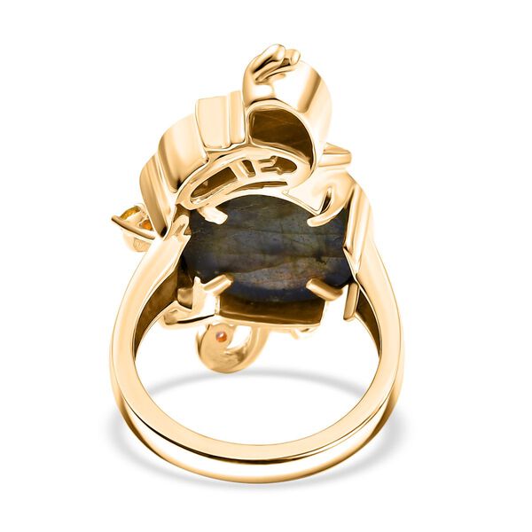 Labradorit, Mehrfarbiger-Turmalin Ring, Messing, (Gr&ouml;&szlig;e 17.00) ca. 11.00 ct image number 6