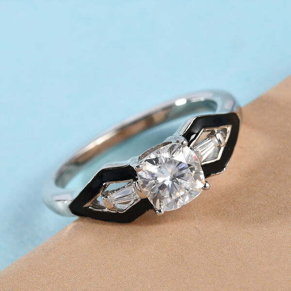 88 Facetten Moissanit Ring 925 Silber platiniert  ca. 0,96 ct image number 2