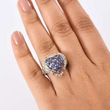 Tansanit Ring 925 Silber rhodiniert (Gr&ouml;&szlig;e 21.00) ca. 3,16 ct