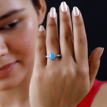 Amerikanischer, nat&uuml;rlicher Sleeping Beauty T&uuml;rkis Ring, 925 Silber platiniert, ca. 2.00 ct