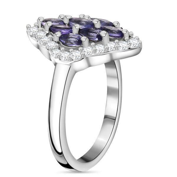 AAA Tansanit und Zirkon Cluster-Ring, 925 Silber platiniert  ca. 1,37 ct image number 6