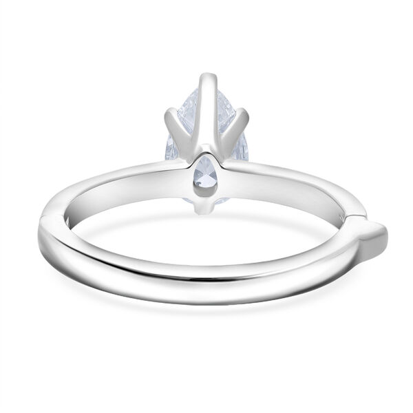 LUXURIANT SGL zertifizierter SI-GH Labor Tropfen-Diamant Ring, 925 Silber rhodiniert - 1 ct. image number 5