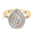 LUXURIANT DIAMOND - Lab Grown Diamant SI Ring 925 Silber 750 Gelbgold Vermeil (Größe 18.00) ca. 0.51 ct