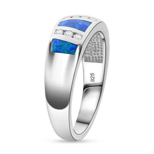 Simulierter blauer Opal und Zirkonia-Ring image number 4