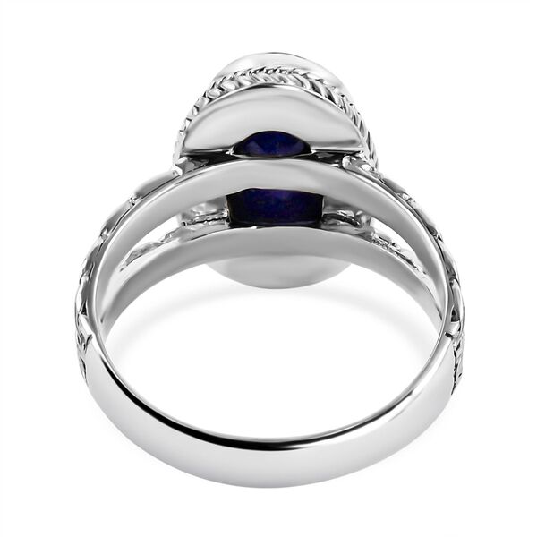 Royal Bali - Lapislazuli-Ring, 925 Silber Schwarz oxidiert (Gr&ouml;&szlig;e 16.00) ca. 6.31 ct image number 5