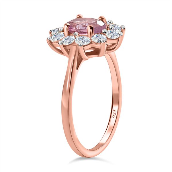 AA Lila Spinell, wei&szlig;er Zirkon Ring, 925 Silber Ros&eacute;gold Vermeil (Gr&ouml;&szlig;e 18.00) ca. 0.99 ct image number 5