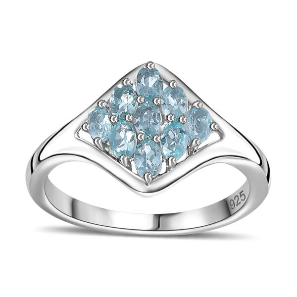 Paraiba-Apatit Ring 925 Silber platiniert (Größe 16.00) ca. 0,73 ct image number 4