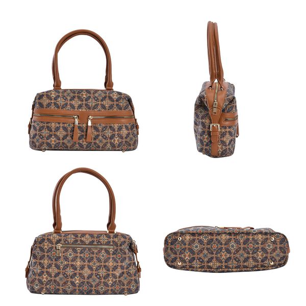 Handtasche mit RFID-Schutz, blau gemustert image number 4