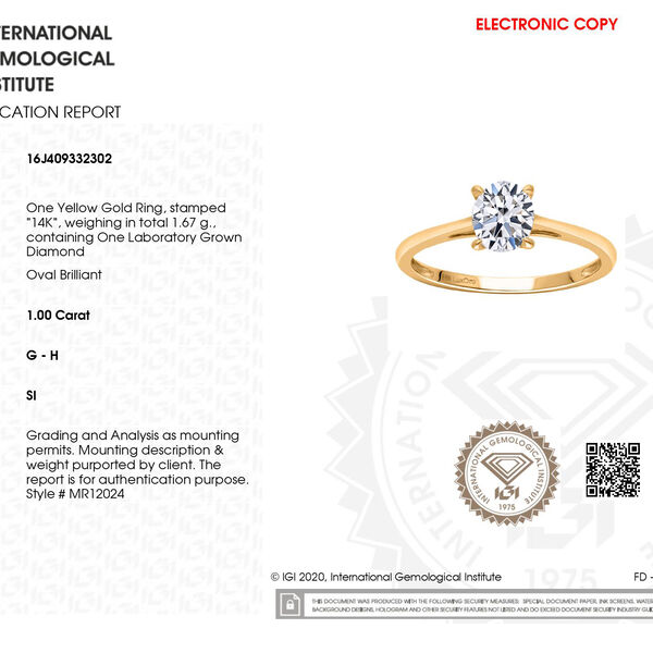 LUXORO IGI zertifizierter SI-GH Labor Diamant Ring in 585 Gelbgold - 1 ct. image number 7