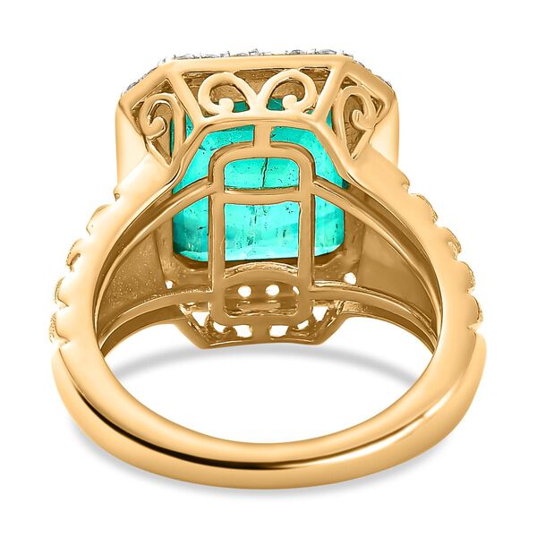 Smaragd-Quarz-Triplette, Weißer Zirkon Ring, 925 Silber Gelbgold Vermeil, (Größe 18.00) ca. 7.47 ct image number 6