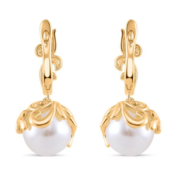 Weiße Muschelkernperle Ohrringe Messing image number 5