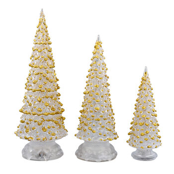 3er-Set Farbwechsel Baum, 3xAAA Batterie (nicht inkl.), Gr&ouml;&szlig;e 7,2x20 cm, 9x26 cm und 11,5x30 cm, Gelb