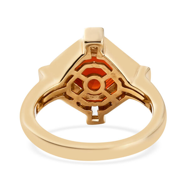 Mexikanischer Kirschfeuer-Opal und Zirkon Ring 925 Silber Gelbgold Vermeil  ca. 1,07 ct image number 6