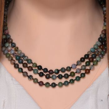 Dreilagige indische Achat-Halskette 150cm - 375 ct.