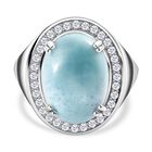 AA Larimar, Weißer Zirkon Ring, 925 Silber rhodiniert, (Größe 18.00) ca. 10.40 ct