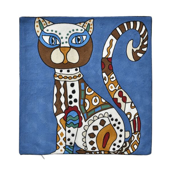 Kissenbezug, Einzelkatze in blau image number 9