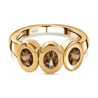 AA Natürlicher goldener Tansanit Ring, 925 Silber Gelbgold Vermeil, (Größe 18.00) ca. 0.93 ct