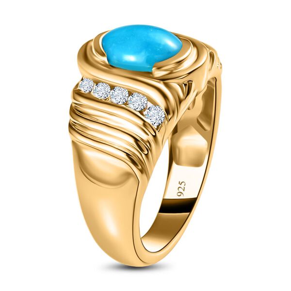 Amerikanischer natürlicher Sleeping Beauty Türkis und Zirkon-Ring - 1,36 ct. image number 5