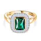 Luxuriant - AAA Lab Grown Kolumbianischer Smaragd, Lab Grown Diamant Ring 925 Silber 750 Gelbgold Vermeil (Größe 17.00) ca. 1.55 ct