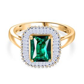 AAA Lab Grown Kolumbianischer Smaragd, Lab Grown Diamant Ring 925 Silber 750 Gelbgold Vermeil (Größe 17.00) ca. 1.55 ct AAA Lab Grown Kolumbianischer Smaragd, Lab Grown Diamant Ring 925 Silber 750 Gelbgold Vermeil (Größe 17.00) ca. 1.55 ct