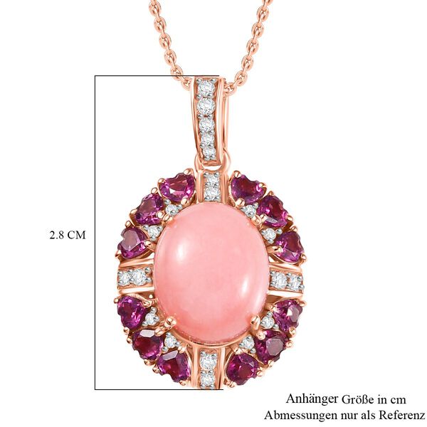 Herzklang - AA Vinicunca-Peruanischer Opal, Rhodolith Granat Anh&auml;nger mit Kette, 925 Silber 750 Gelbgold Vermeil, 925 Silber 750 Ros&eacute;gold Vermeil ca. 6,42 ct. image number 6