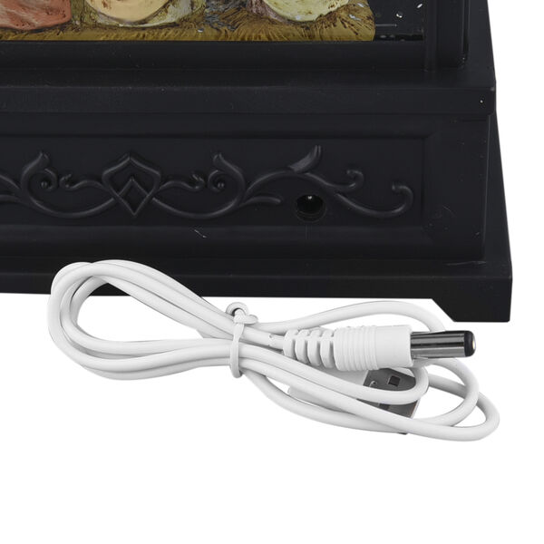 Weihnachtslaterne mit Schneefunktion und LED-Lichtern, Krippe, Schwarz image number 5