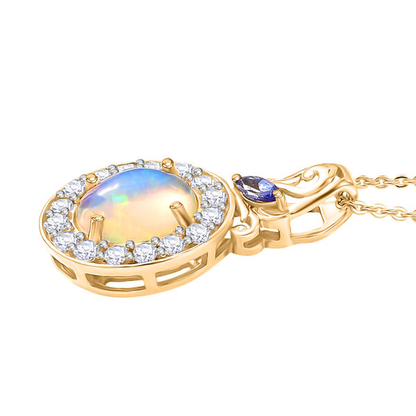 D'Joy nat&uuml;rlicher, &auml;thiopischer Welo Opal, Tansanit und Zirkon Anh&auml;nger mit 50cm Kette - 2,17 ct. image number 4