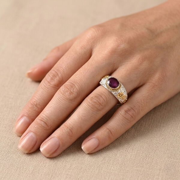 D'Joy Royal Bali -  Afrikanischer Rubin (Fissure gef&uuml;llt) Ring 925 Silber (Gr&ouml;&szlig;e 19.00) ca. 1.89 ct image number 2