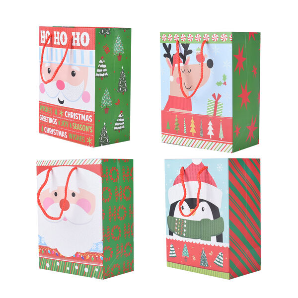 12er-Set Geschenktüten, Weihnachtsmotiv, Größe S (18x10x23 cm), M (32x12x26 cm), und L (31x12x42 cm), Mehrfarbig  image number 2
