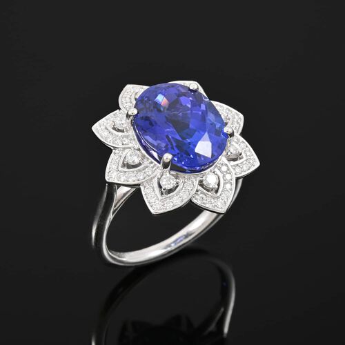 RHAPSODY zertifiziert und geprüft AAAA Tansanit und VS-EF Diamant Ring in 950 Platin - 6 ct. image number 1
