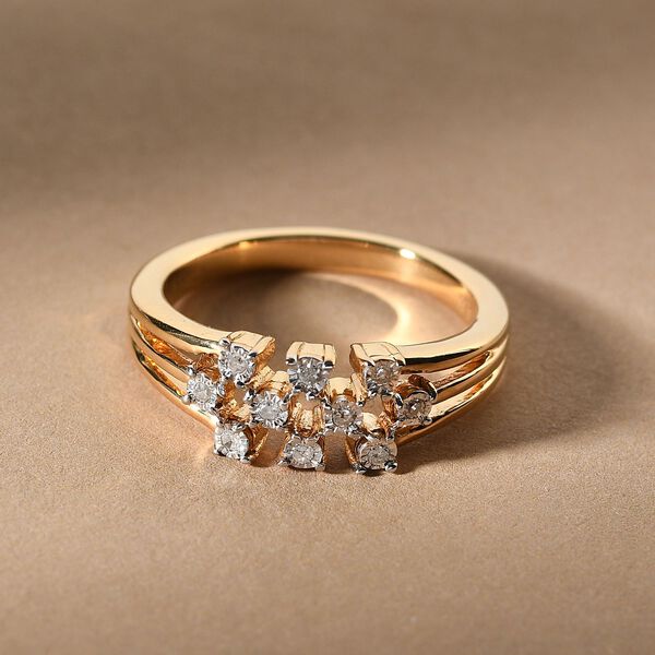 Diamant Ring 925 Silber vergoldet  ca. 0,05 ct image number 2