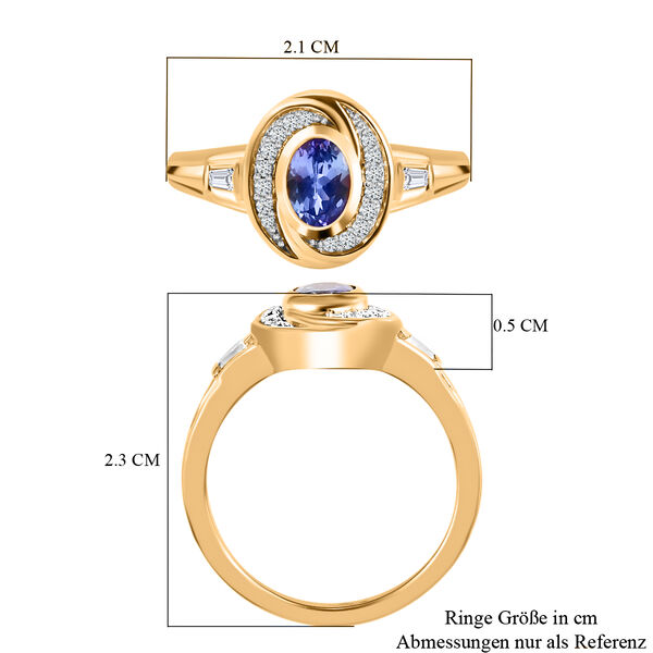 Tansanit und Zirkon-Ring, 925 Silber vergoldet  ca. 0,68 ct image number 5