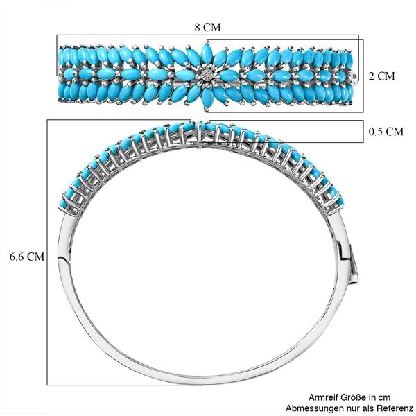 Amerikanischer, natürlicher Sleeping Beauty Türkis und weißer Zirkon-Armreif, ca. 19 cm, 925 Silber platiniert ca. 10,40 ct image number 6