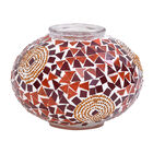 Handgefertigte, orientalische Mosaikglas Tischlampe in Weinkrugform, Größe 18x18x34 cm, Kreise rot image number 3
