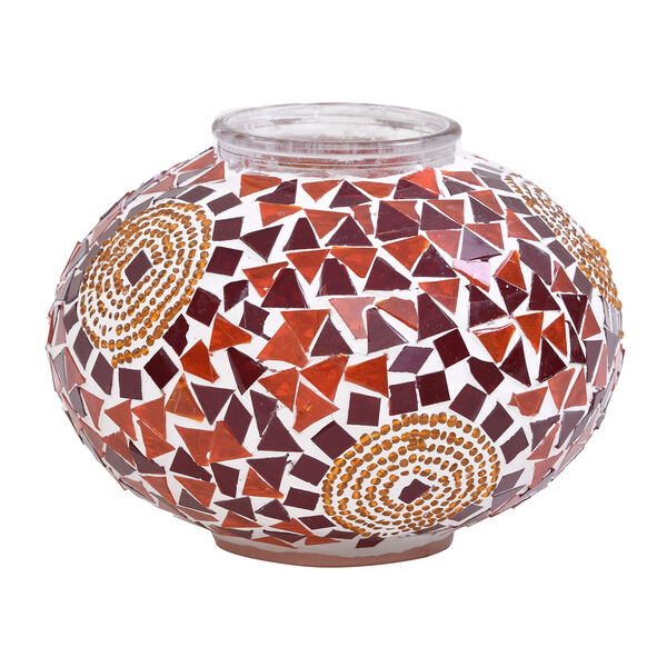 Handgefertigte, orientalische Mosaikglas Tischlampe in Weinkrugform, Gr&ouml;&szlig;e 18x18x34 cm, Kreise rot image number 4