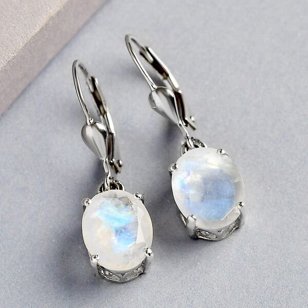 Premium Regenbogen Mondstein-Ohrringe, 925 Silber platiniert ca. 4,81 ct image number 2