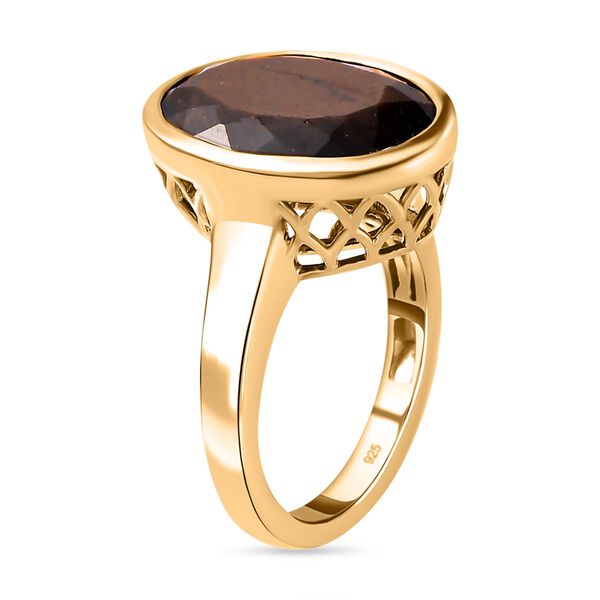 Chocolate Saphir Ring, 925 Silber Gelbgold Vermeil, ca. 11.36 ct image number 5